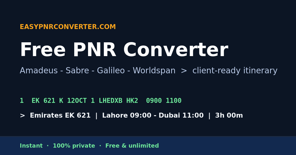 Pnr Easy Example About Easy PNR Converter, Built for Travel Professionals